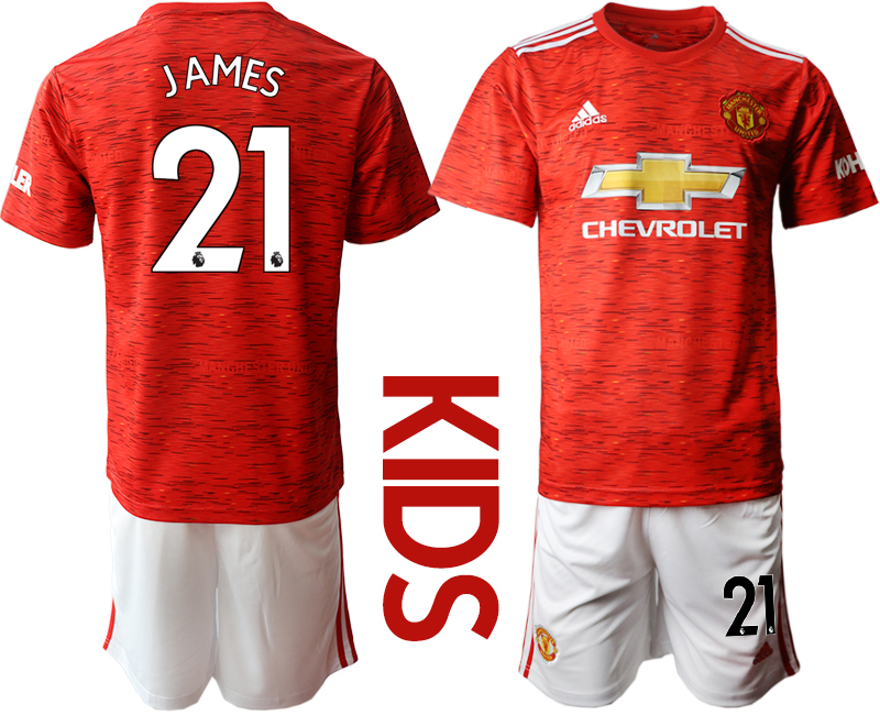 Youth 2020-2021 club Manchester United home #21 red Soccer Jerseys1